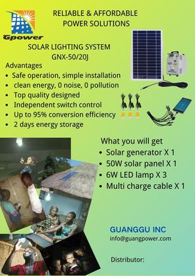 capacidade solar solar de Kit With Battery 120AH do sistema de gerador 50W