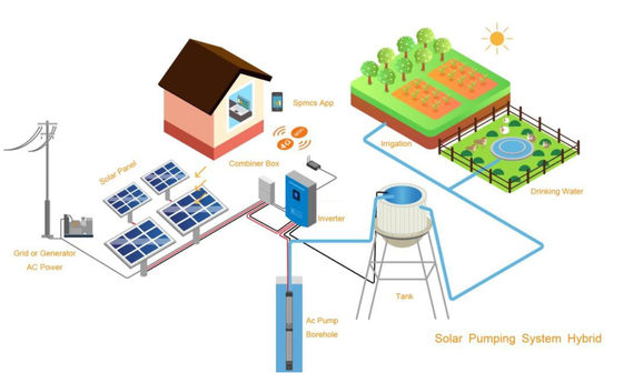 Sistema de bombeamento solar sem escova da água da alimentação de DC para o lugar rural